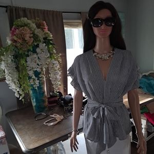 Max Studio Black and White Striped Top